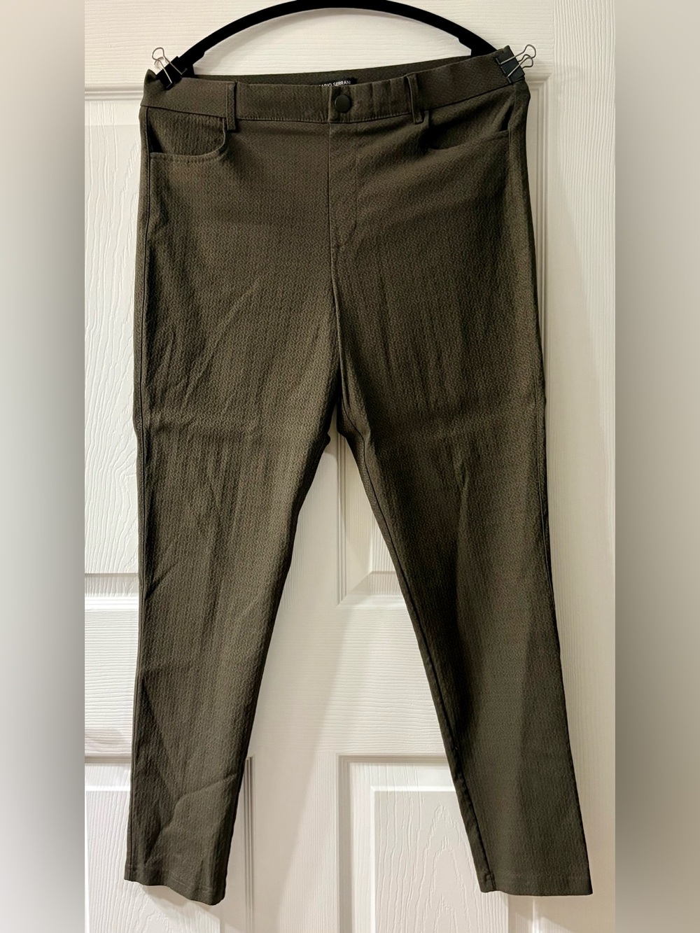Mario Serrani Italy Olive Green Textured Skinny Leg Trousers size L